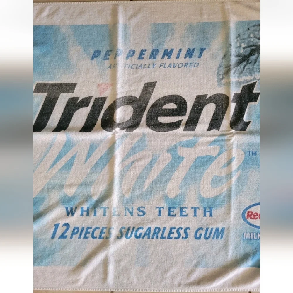 Vintage Y2k 90s Trident Gum Spearmint Large Beach Towel Cotton Promo Advertising